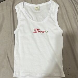 Urban Outfitters White Tank Top with Red Embroidery